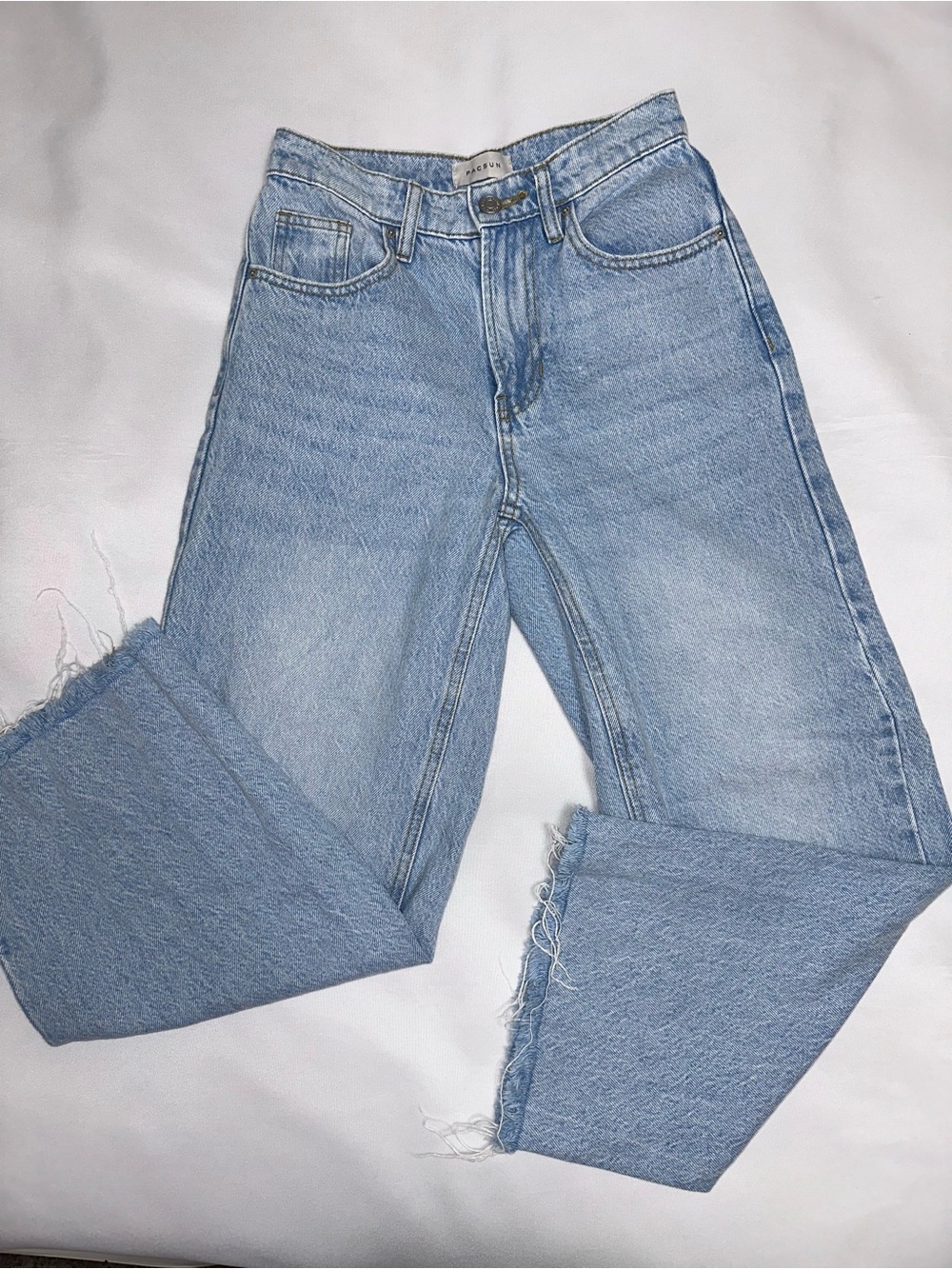 Pacsun‎ Nora Wide Leg Jeans size 23 raw edge light blue denim
